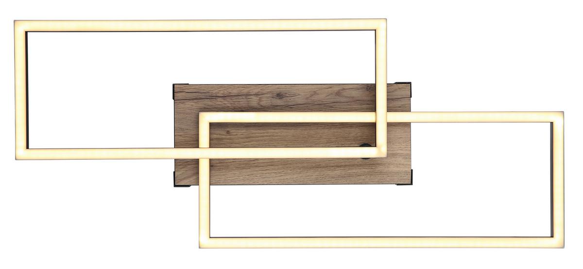 LED-Deckenleuchte 67299d - Dunkelbraun/Opal, Design, Holzwerkstoff/Kunststoff (60/49/10cm) - Globo