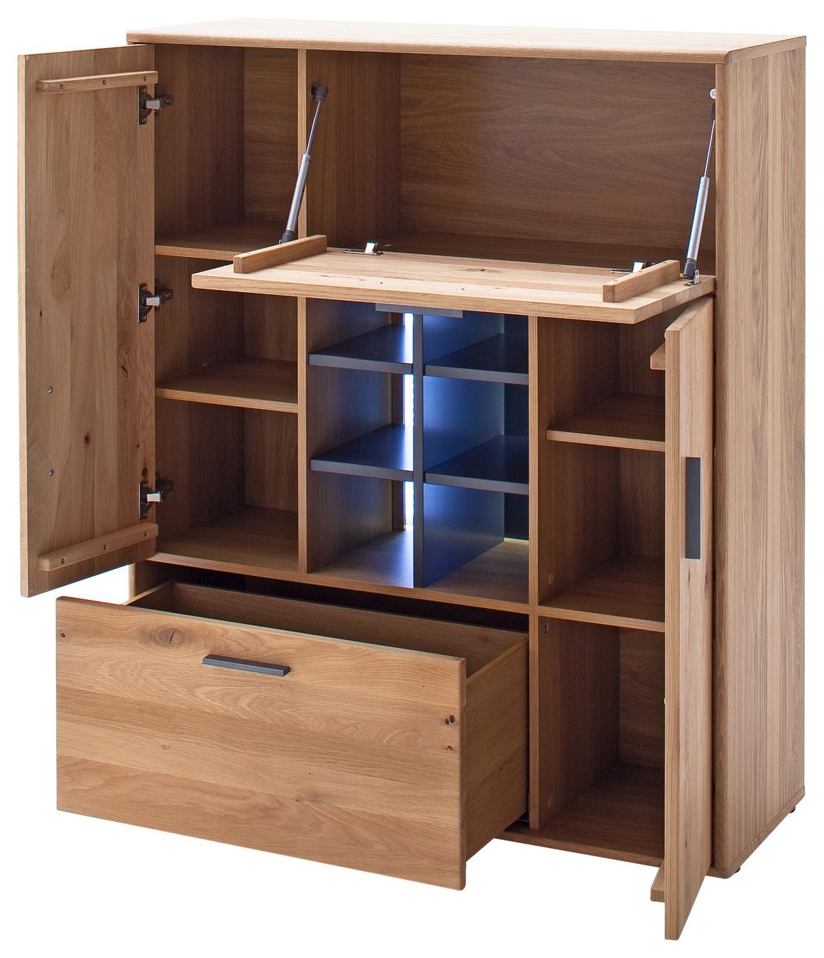 Highboard teilmassiv B: 104 cm Portland Anthrazit/Eichefarben - Eichefarben/Anthrazit, Design, Holz/Holzwerkstoff (104/123/37cm) - Livetastic