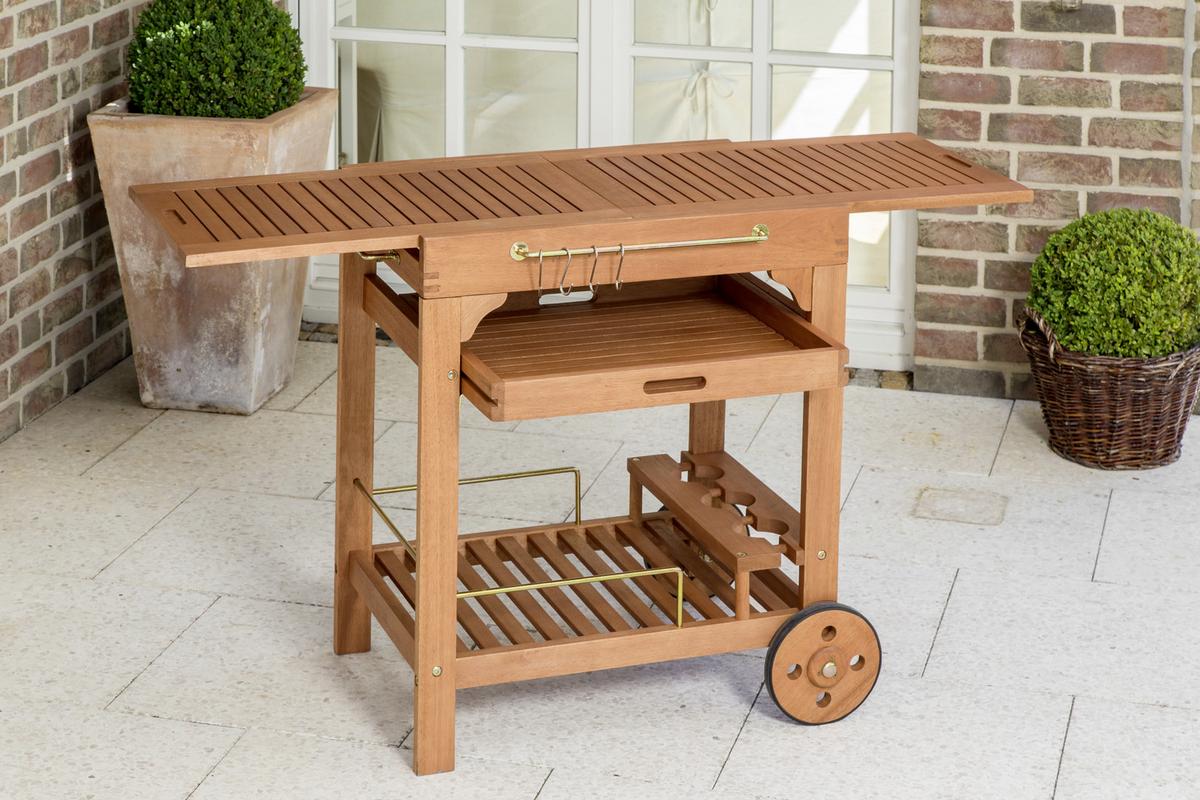 Servierwagen Echtholz Nautrfarben ausziehbar - Naturfarben, KONVENTIONELL, Holz (75/75/84cm) - Gardenson