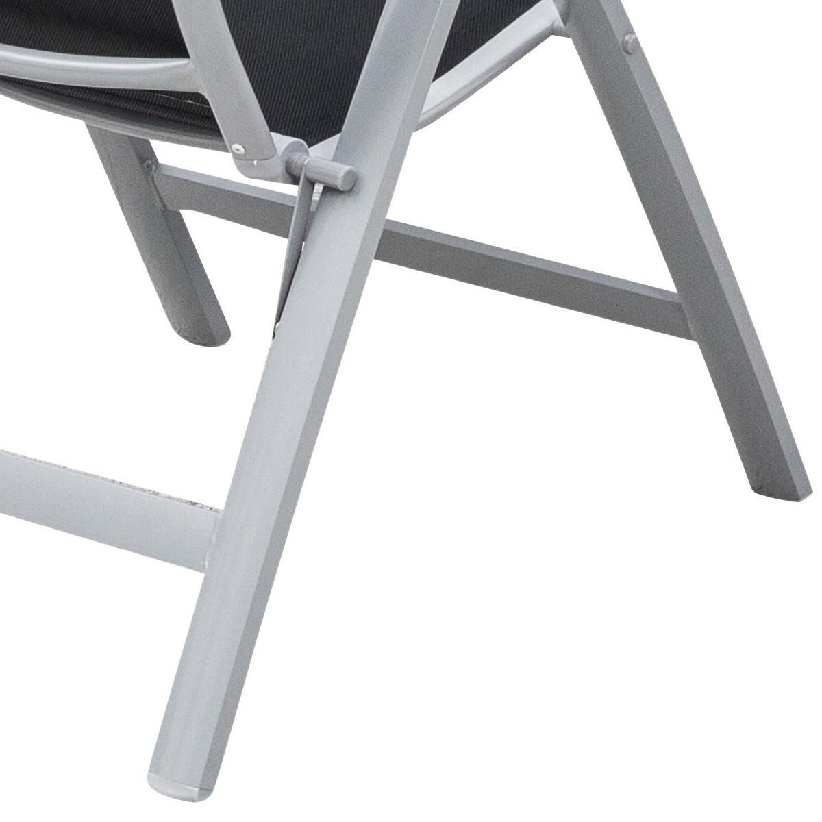 Gartensessel Klappbar Carrara Metall/Textil - Silberfarben/Schwarz, ROMANTIK / LANDHAUS, Textil/Metall (60/108/70cm) - Gardenson