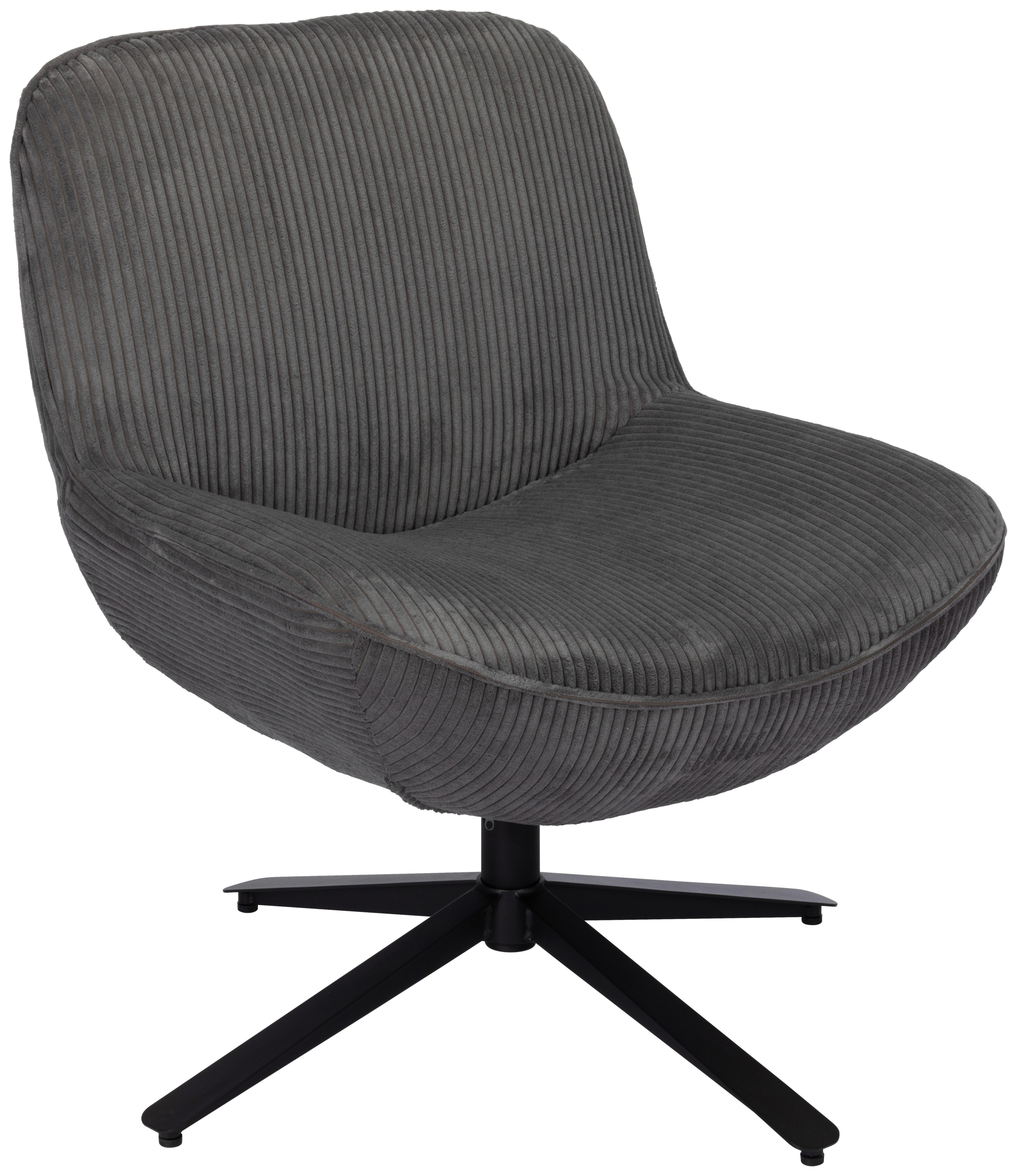 Relaxsessel Maro Grau B: 66 cm - Schwarz/Grau, Basics, Textil/Metall (66/76/75cm) - Livetastic