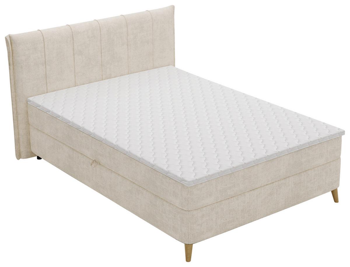 Americká posteľ VELORIA 140x200, béžová - prírodná farba/béžová, Konventionell, drevo/textil (140/200cm) - Mömax