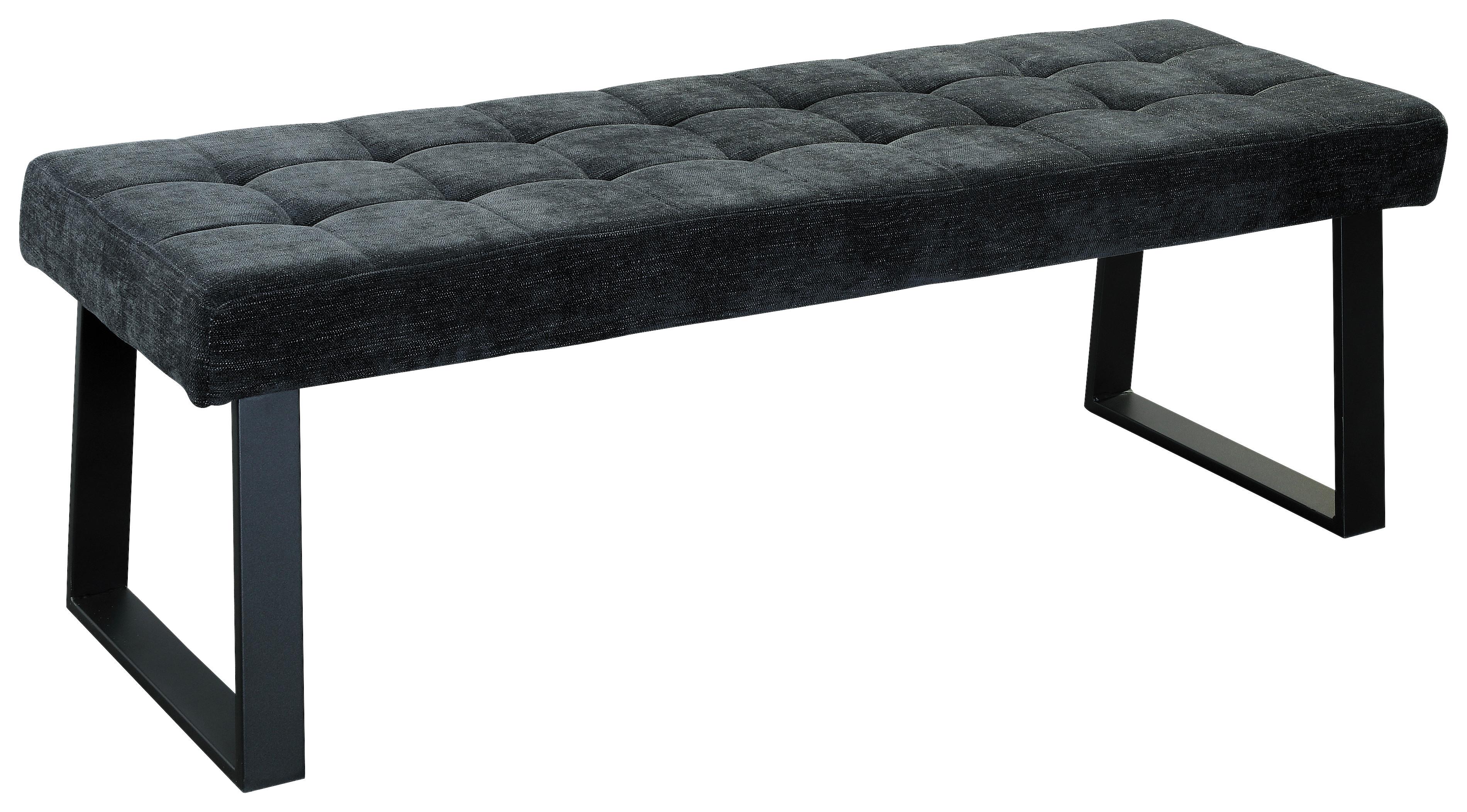 Sitzbank Brekke - Dunkelgrau/Schwarz, MODERN, Textil/Metall (140/49/48cm) - MID.YOU