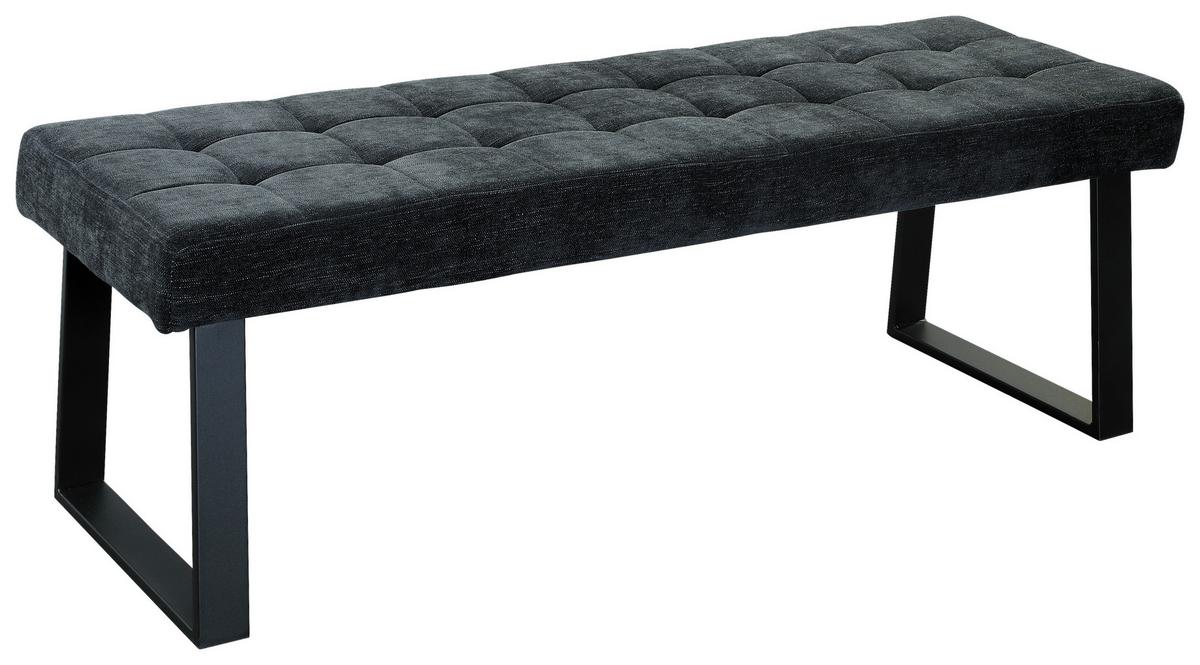 Sitzbank Brekke - Dunkelgrau/Schwarz, MODERN, Textil/Metall (140/49/48cm) - MID.YOU