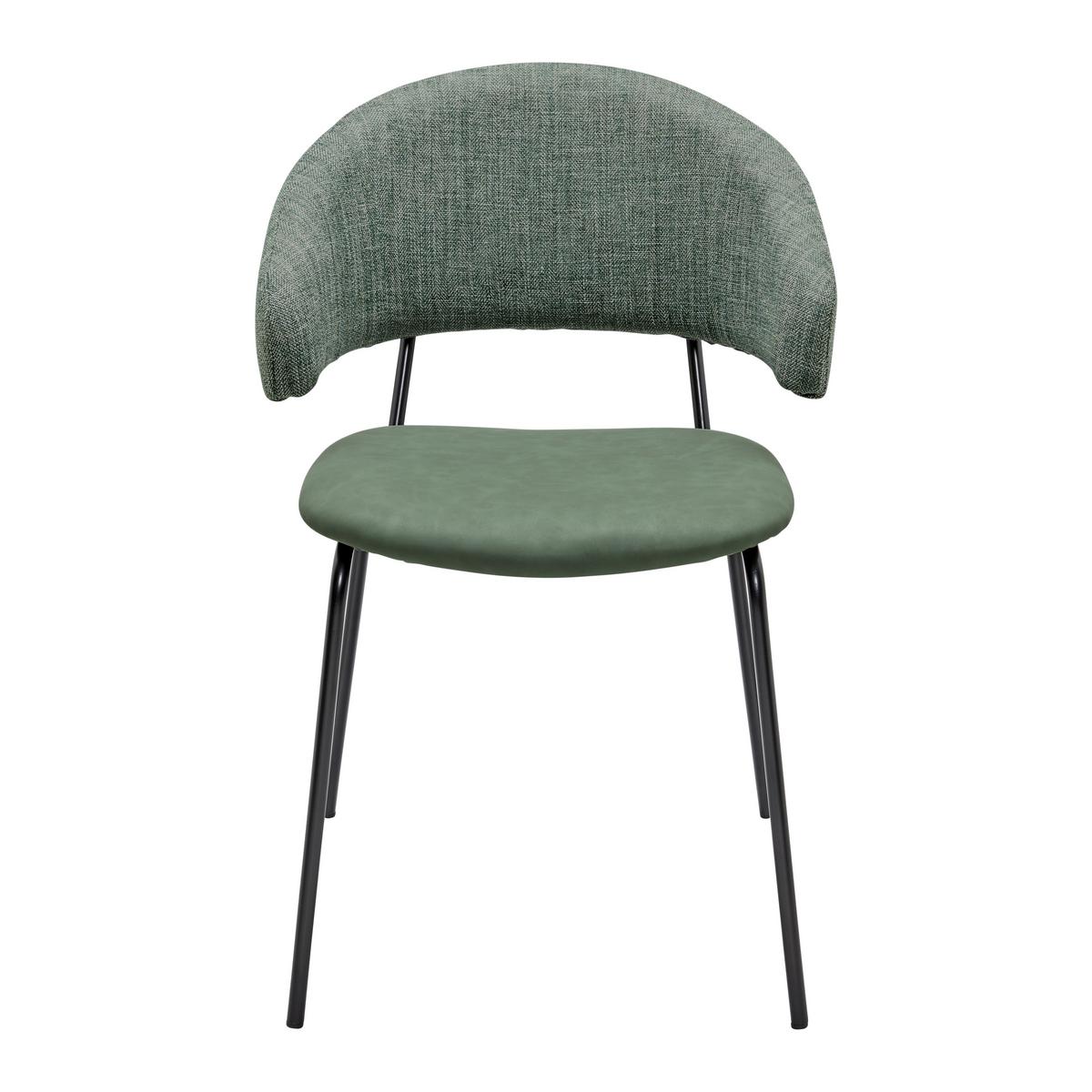 Jedálenská stolička ELLA zelená - čierna/zelená, Modern, kov/drevo (53/79/61cm) - Bessagi Home