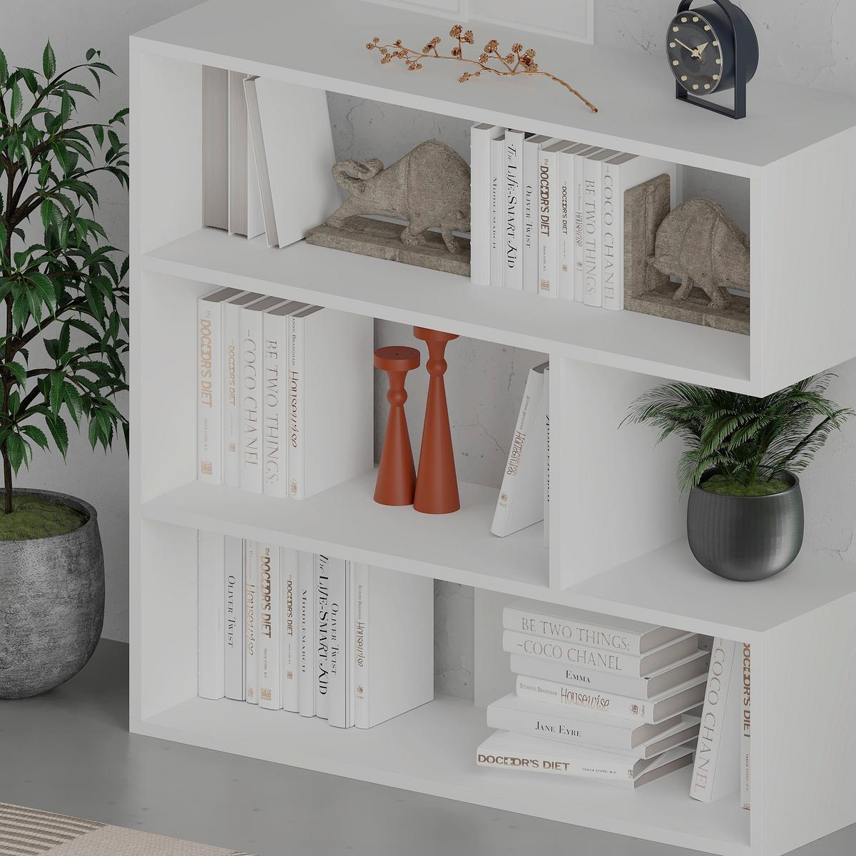 Bücherwand Molly, Weiß B: 94 Cm - Weiß, Design, Holzwerkstoff (94/89/30cm) - Livetastic