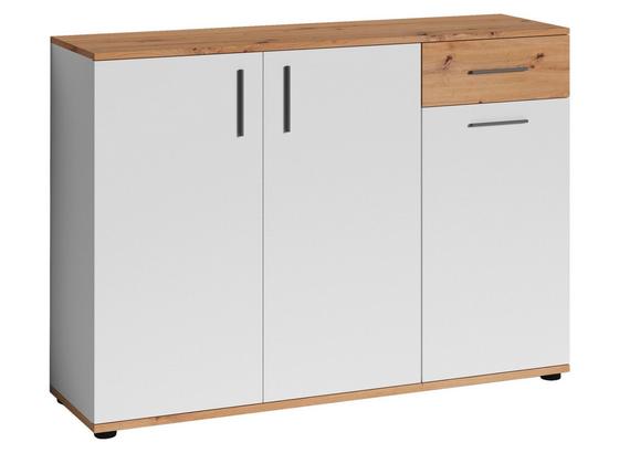 Kommode B 110cm Justus, Weiß/Eiche Dekor - Eichefarben/Schwarz, MODERN, Holzwerkstoff/Kunststoff (110/83,5/35,5cm) - MID.YOU Kommode B 110cm Justus, Weiß/Eiche Dekor - Eichefarben/Schwarz, MODERN, Holzwerkstoff/Kunststoff (110/83,5/35,5cm) - MID.YOU