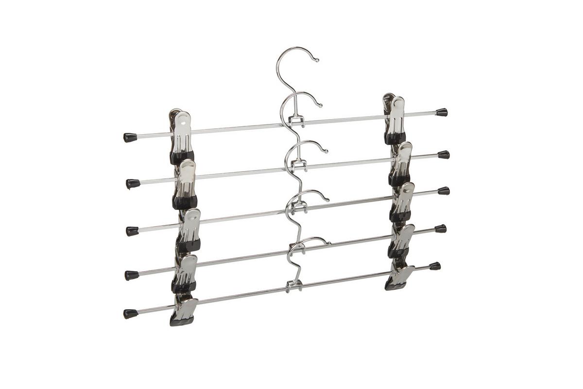 Hosenbügel Oskar 5er-Set - Silberfarben/Schwarz, KONVENTIONELL, Kunststoff/Metall (35/2,1/11cm) - Homezone