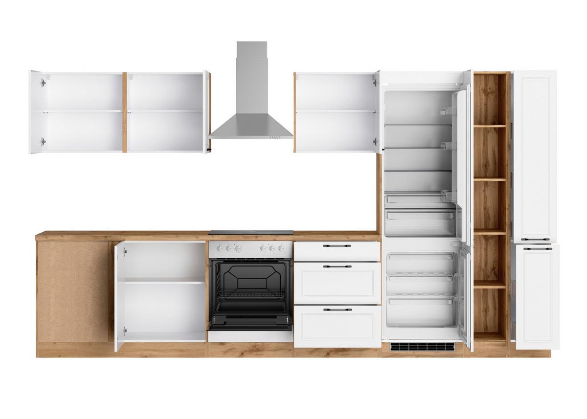 Eckküchen Meran Mit Geräten 240x360 Cm Weiß/eiche Dekor - Eiche Wotan/Weiß, LIFESTYLE, Holzwerkstoff (240/360cm) - Held