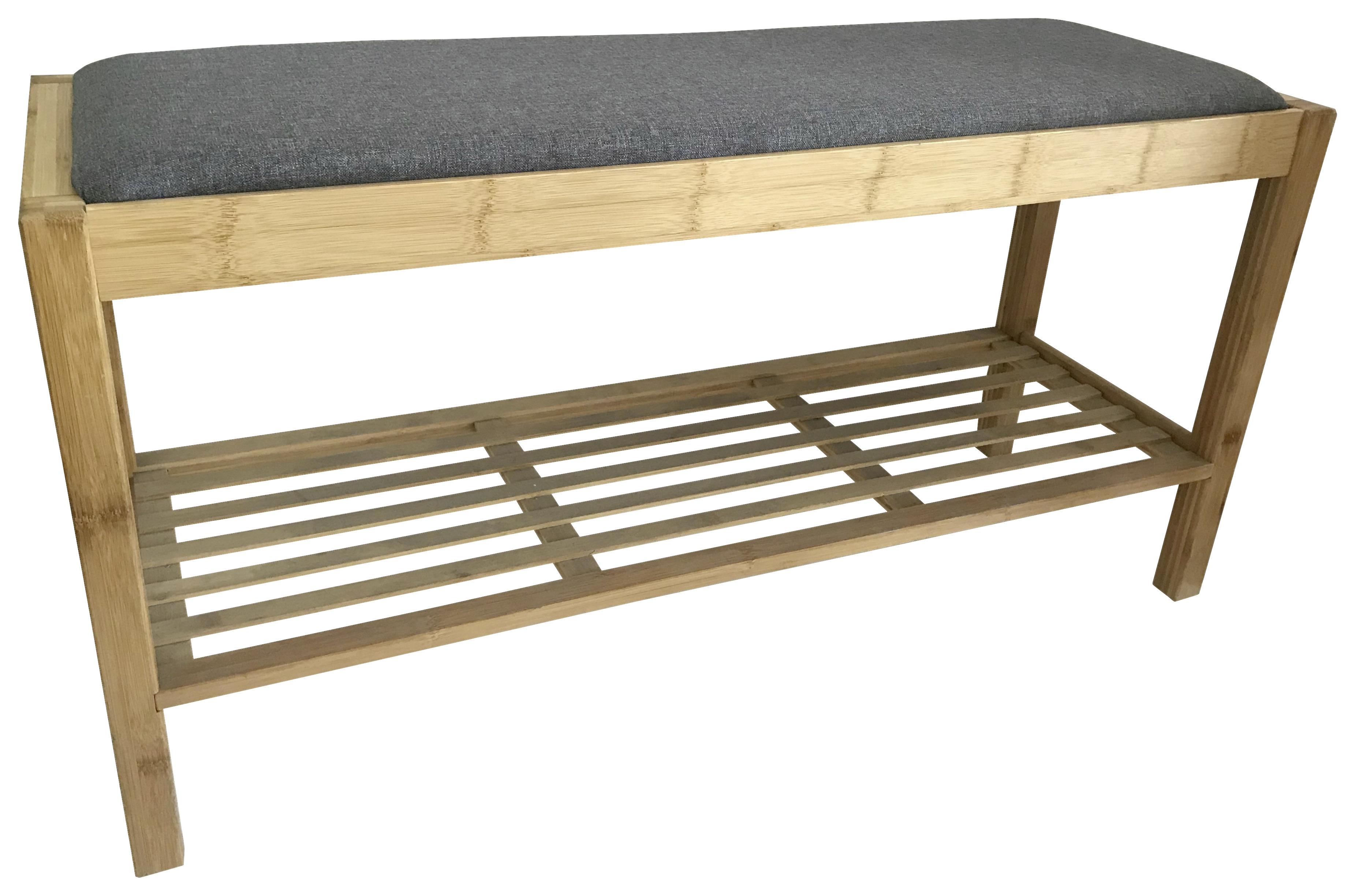 Schuhregal aus Bambus mit gepolsterter Sitzbank