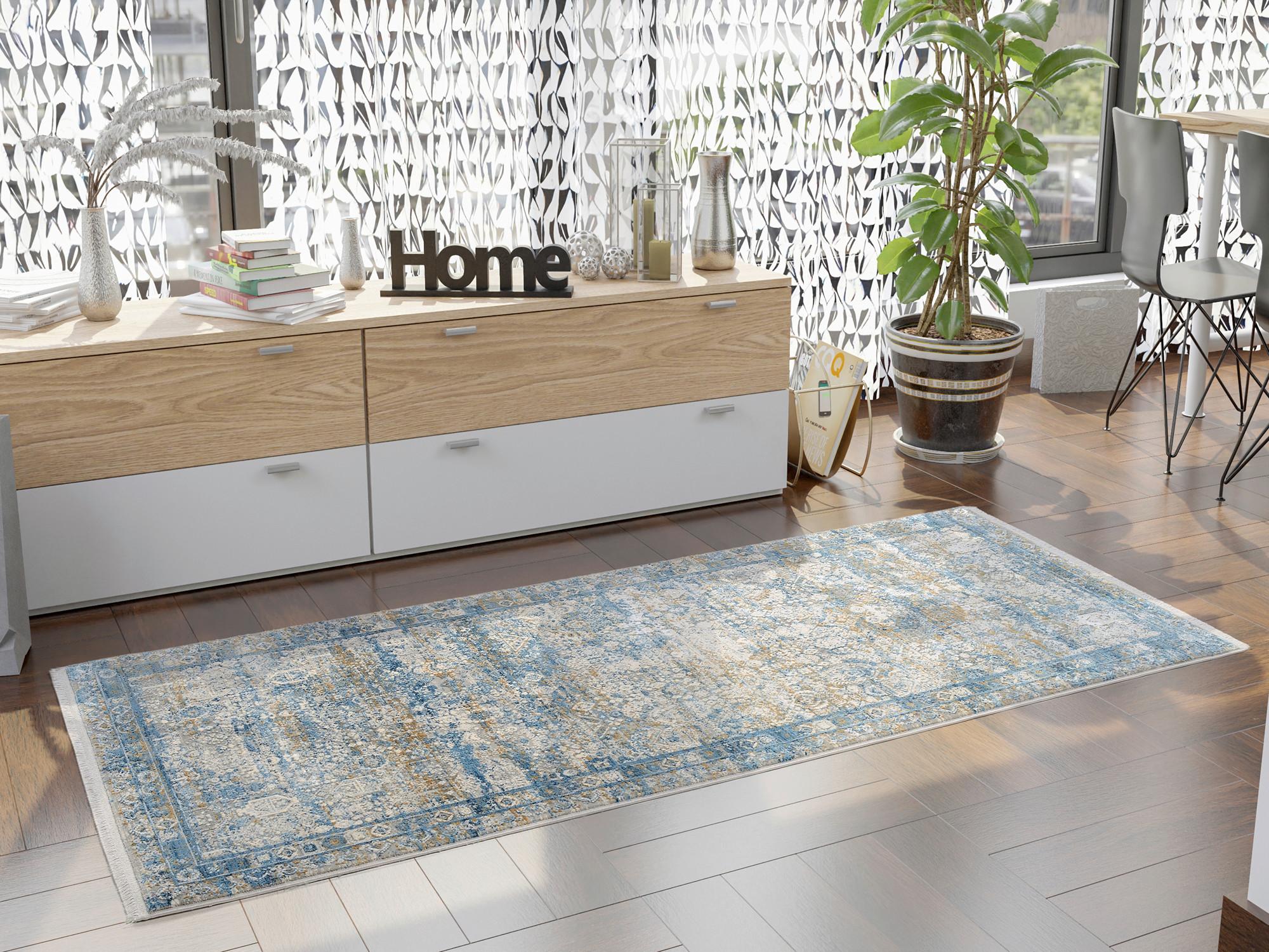 Teppich Läufer Blau/Grau Toulon 80x250 cm - Blau/Grau, Design, Textil (80/250cm) - Dieter Knoll