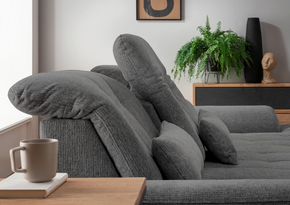 Ecksofa Mit Bettkasten Rigatti Anthrazit S: 314x184cm - Chromfarben/Anthrazit, MODERN, Textil (314/184cm) - Livetastic