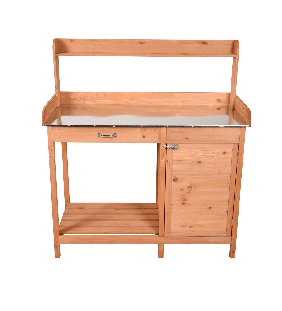 PFLANZTISCH GEWÄCHSHAUS AUS HOLZ - Silberfarben/Braun, MODERN, Holz/Metall (45,5/125/112,3cm) - Gardenson