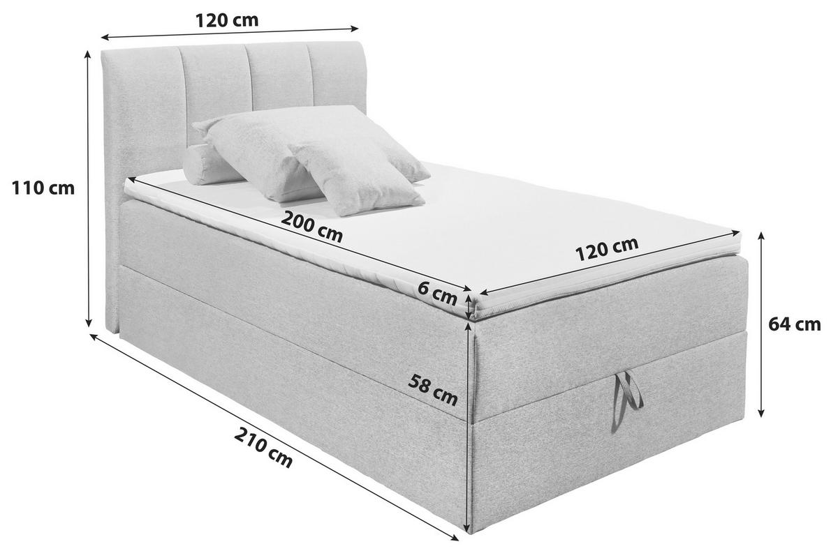 Boxspring postel GRANADA hnědá 120x200 cm - černá/jílová barva, Basics, textil/plast (120/200cm) - MID.YOU