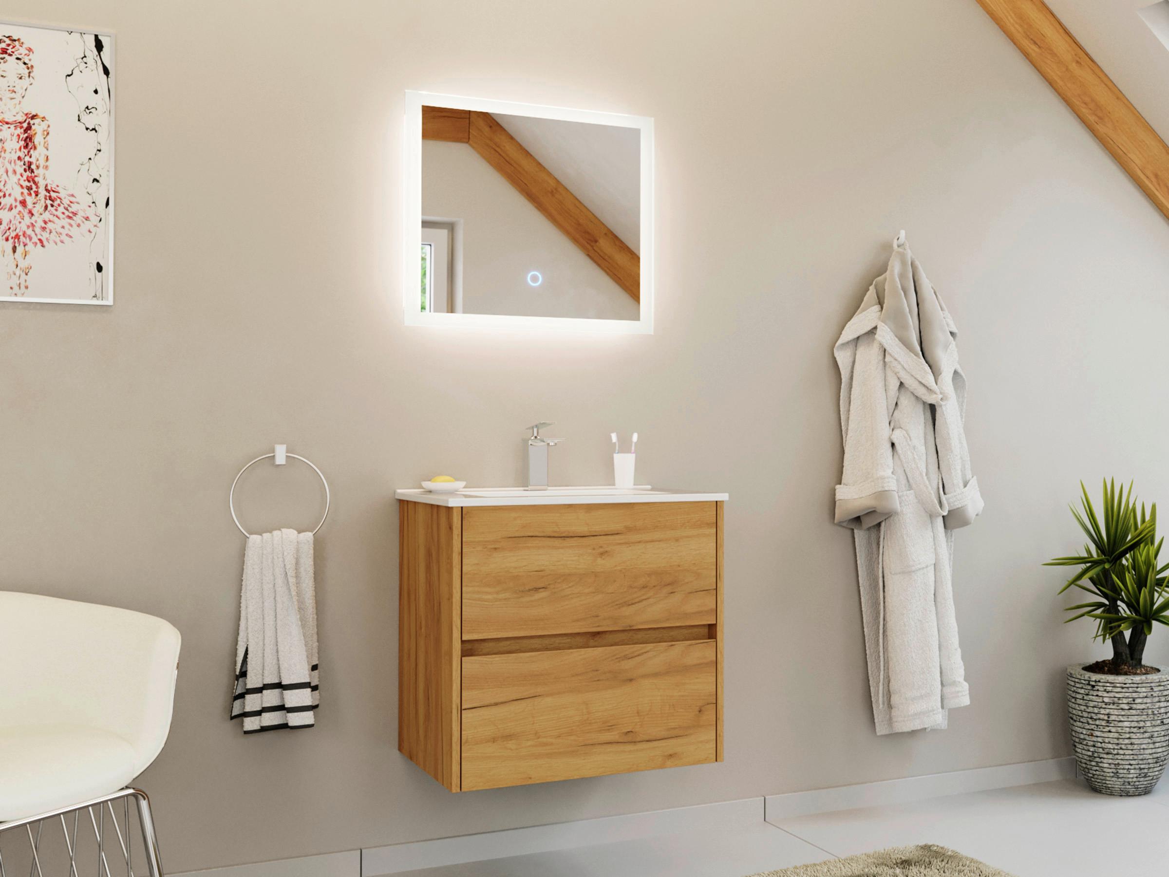 BADEZIMMER Limes, Eichefarben B: 60 cm - Eichefarben/Weiß, Basics, Keramik/Holzwerkstoff (60cm) - MID.YOU