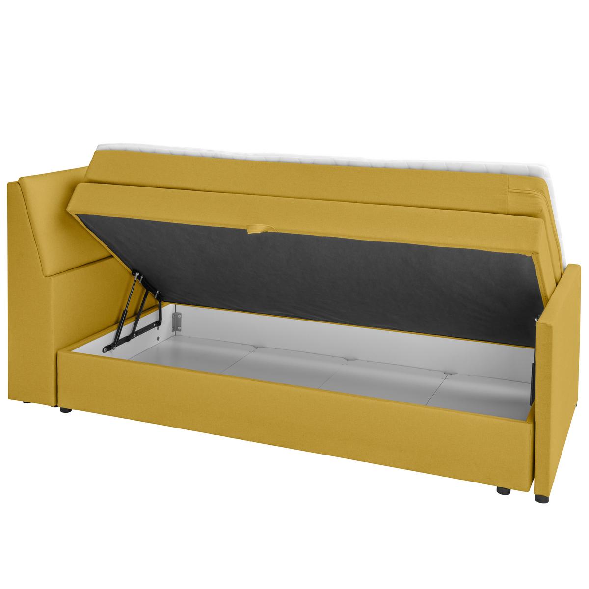Boxspringbett Mit Bettkasten Nida 100x200 Cm Gelb - Gelb/Schwarz, MODERN, Holz/Textil (100/200cm) - MID.YOU