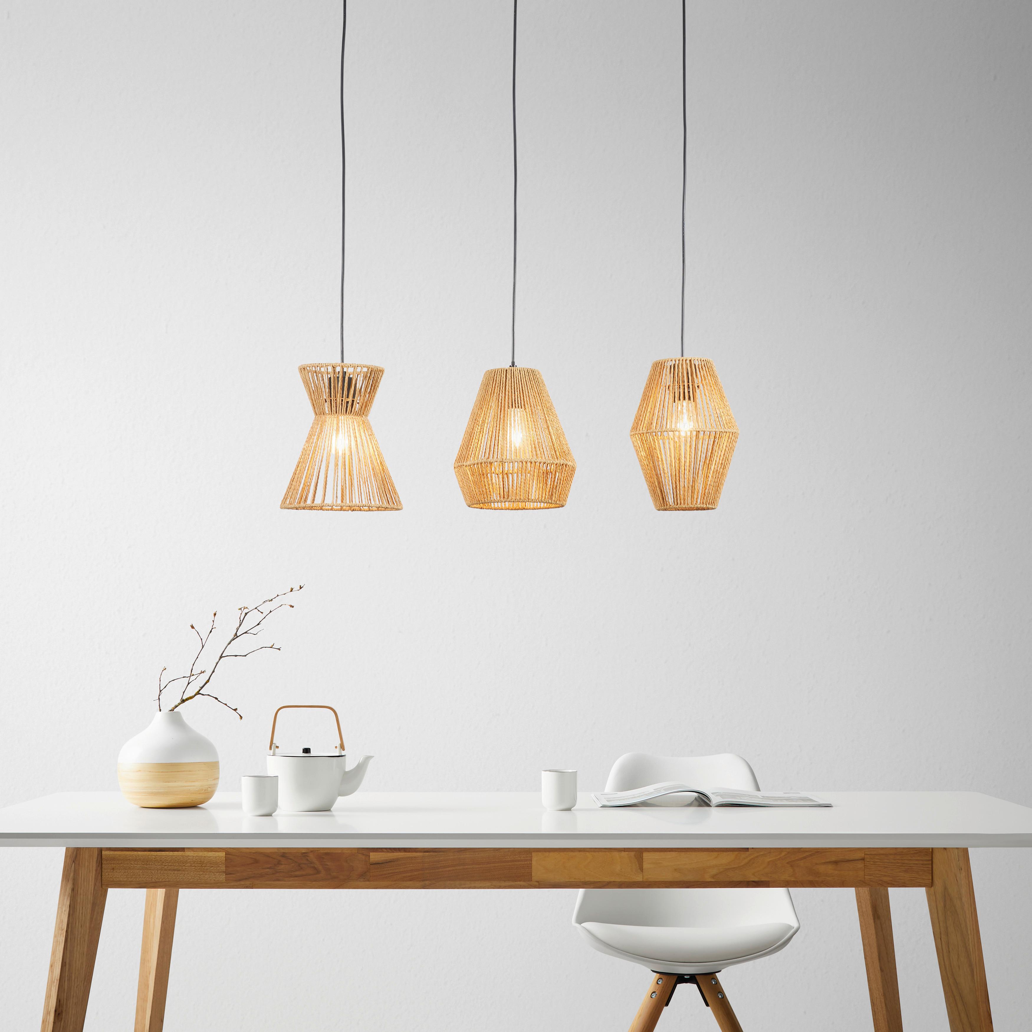 Závesné svietidlo Naturm - černá/přírodní barvy, Konvenční, kov/papír (80/20/120cm) - Modern Living