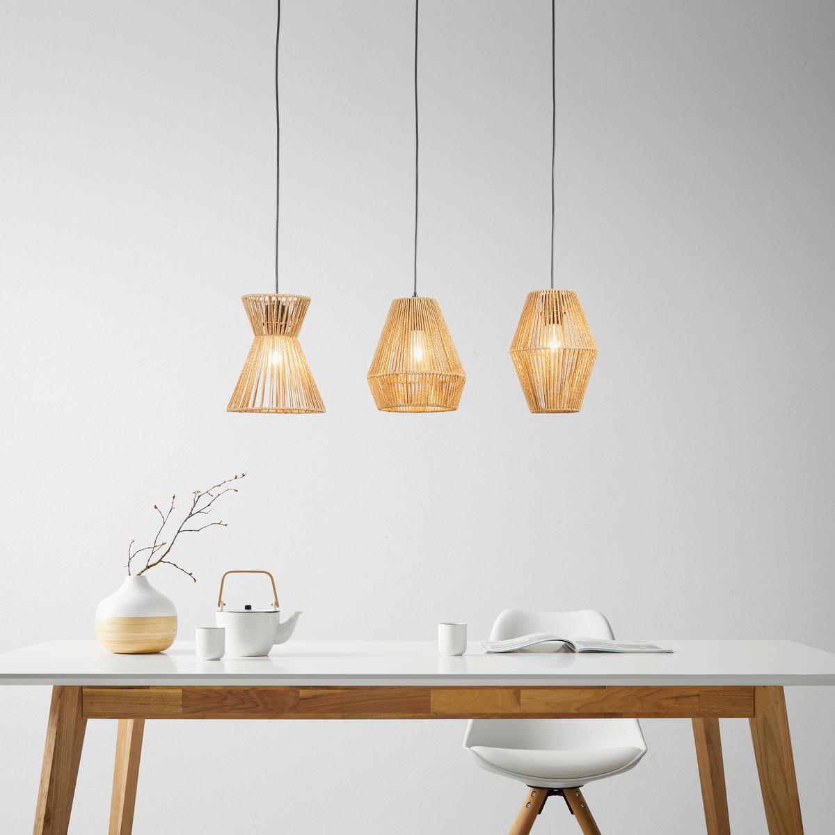 Závesné svietidlo Naturm - černá/přírodní barvy, Konvenční, kov/papír (80/20/120cm) - Modern Living