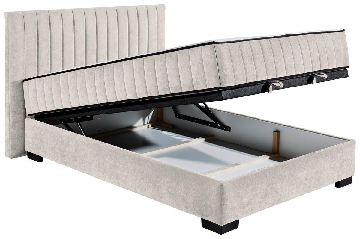 Boxbett Nagol C - Beige/Schwarz, MODERN, Holzwerkstoff/Textil (140/200cm) - MID.YOU