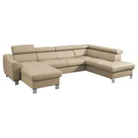 Wohnlandschaft Aspen Lederlook Beige 175x315x208 cm - Chromfarben/Beige, Design, Leder/Textil (175/315/208cm) - Livetastic