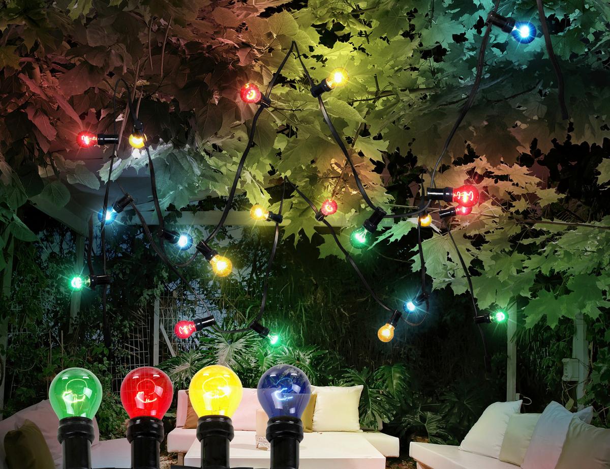 Lichterkette Nirvana L: 470 cm Led, Multicolor - Blau/Gelb, Basics, Glas/Kunststoff (470cm) - Globo