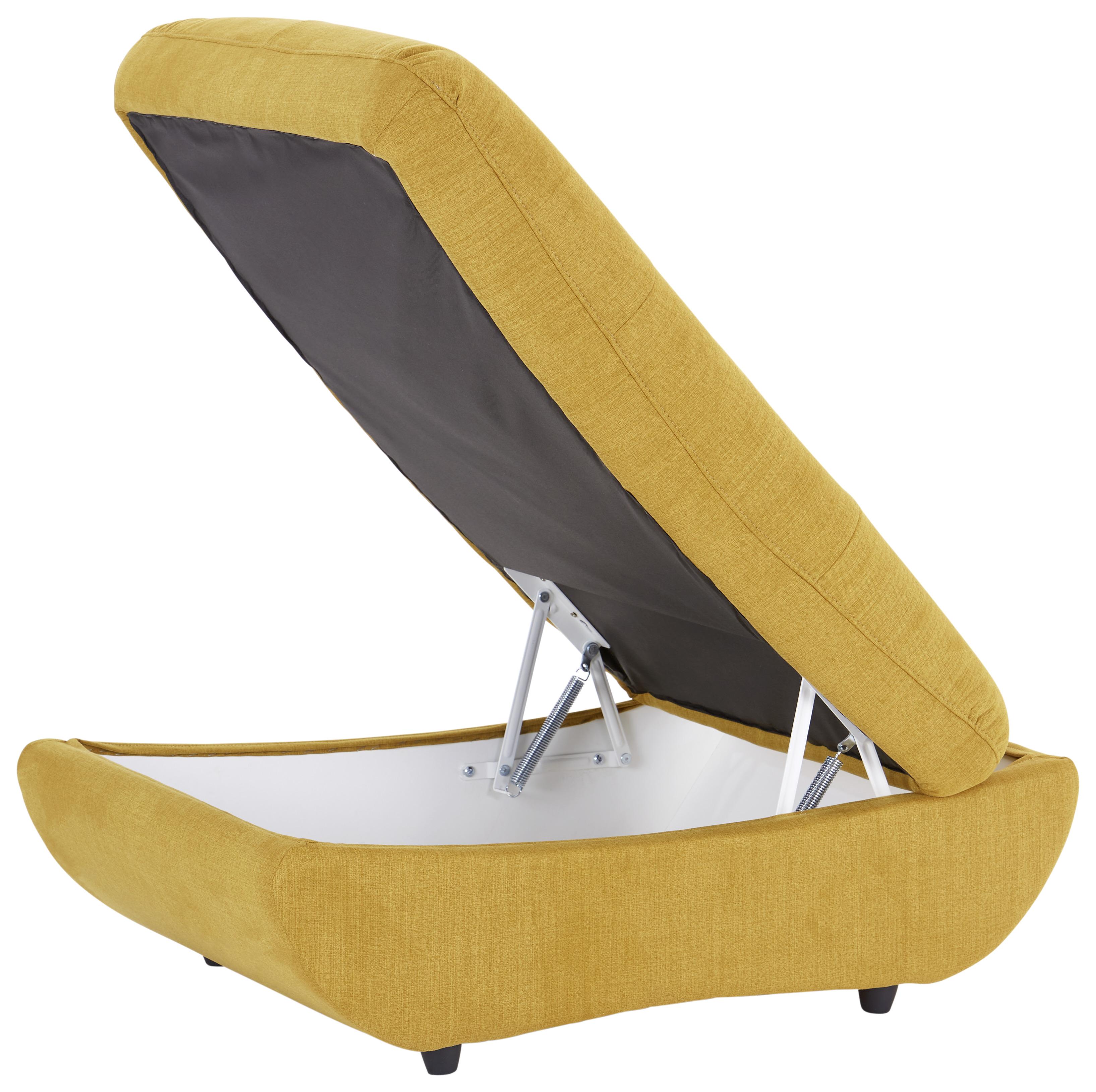 Hocker Park mit Stauraum Webstoff Currygelb H: 43 cm - Currygelb/Schwarz, MODERN, Textil (107/75cm) - Luca Bessoni