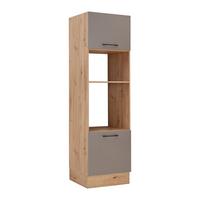 Skrinka na spotrebiče LINZ bez spotrebičov - čierna/sivá, Modern, kov/kompozitné drevo (60/211/57cm)