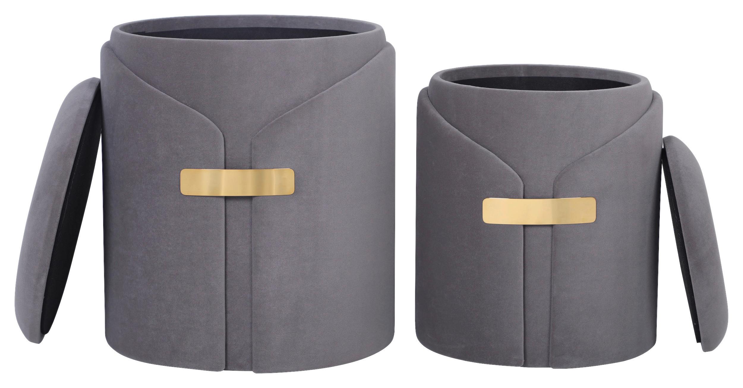Hockerset Forcet 125 2-Teilig Grau D: 37/30,5 cm - Grau, Design, Textil (30,5/37/38,5/44,5/30,5/37cm) - Kayoom
