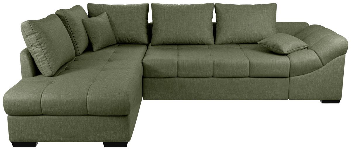 Eckschlafsofa Alvito Grün S: 202x298 Cm - Schwarz/Grün, MODERN, Textil (202/298cm) - MID.YOU