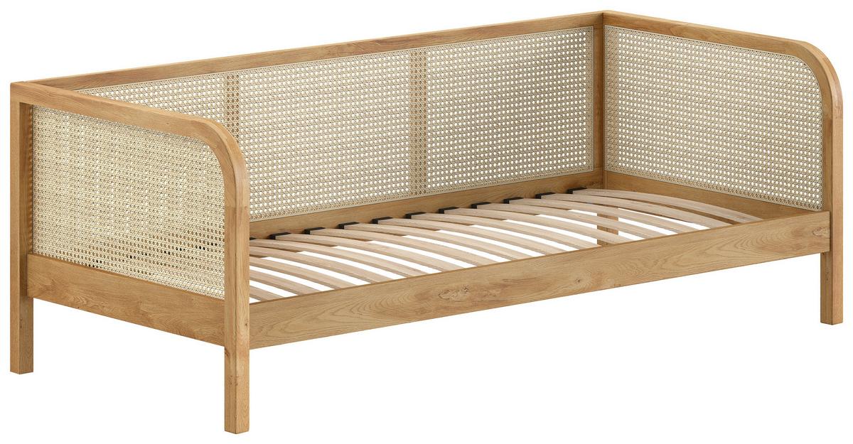 Bett Olive Eichefarben 90x200cm - Eichefarben/Nickelfarben, MODERN, Holz/Holzwerkstoff (90/200cm) - Vipack