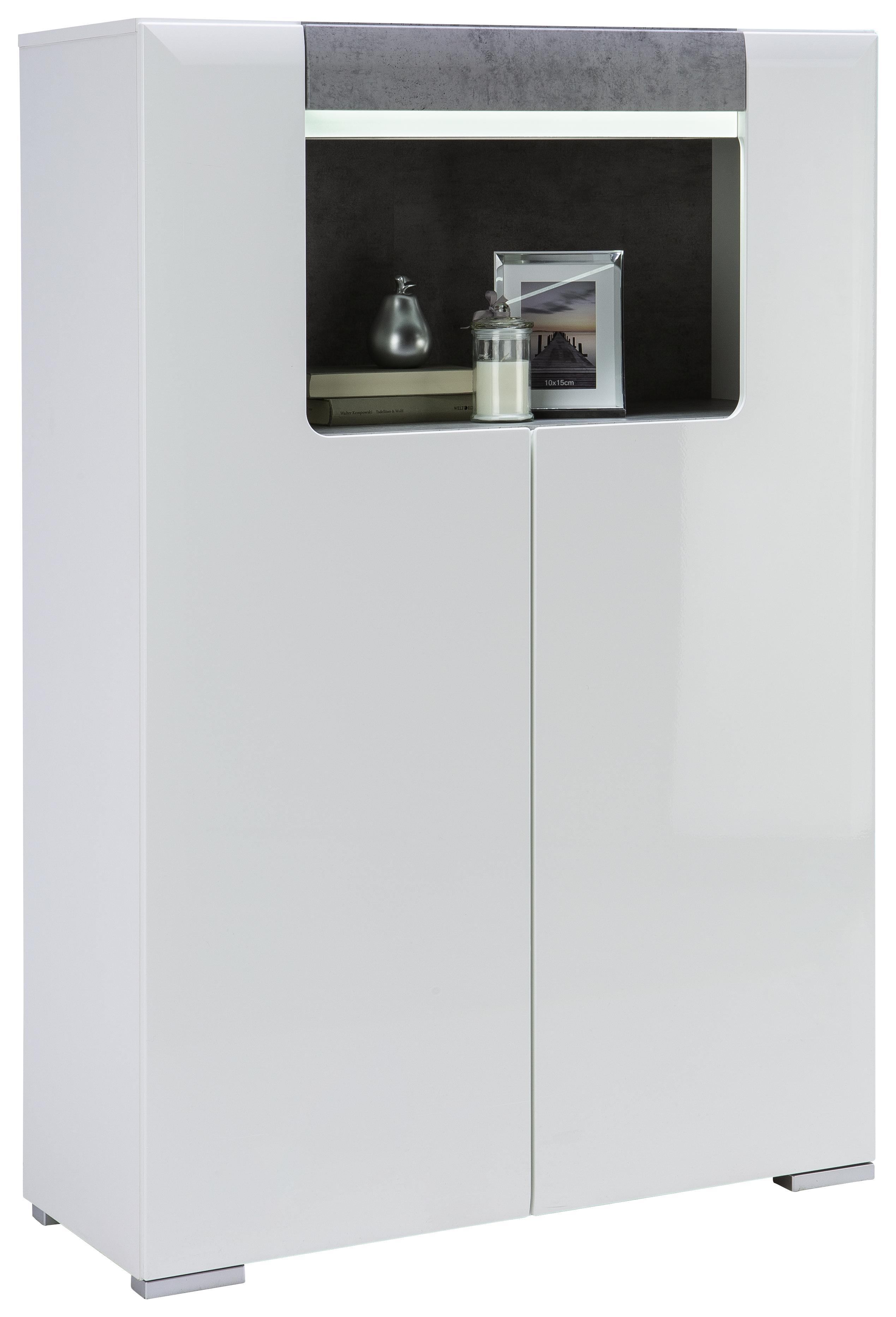 Félmagas Szekrény Toronto - Világosszürke/Fehér, modern, Faalapú anyag (100/146/42,2cm) - Ombra