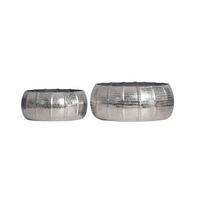 Dekovase 2er Set Silberfarben B: 39 Cm - Silberfarben, Design, Metall (39/17/39cm) - Livetastic