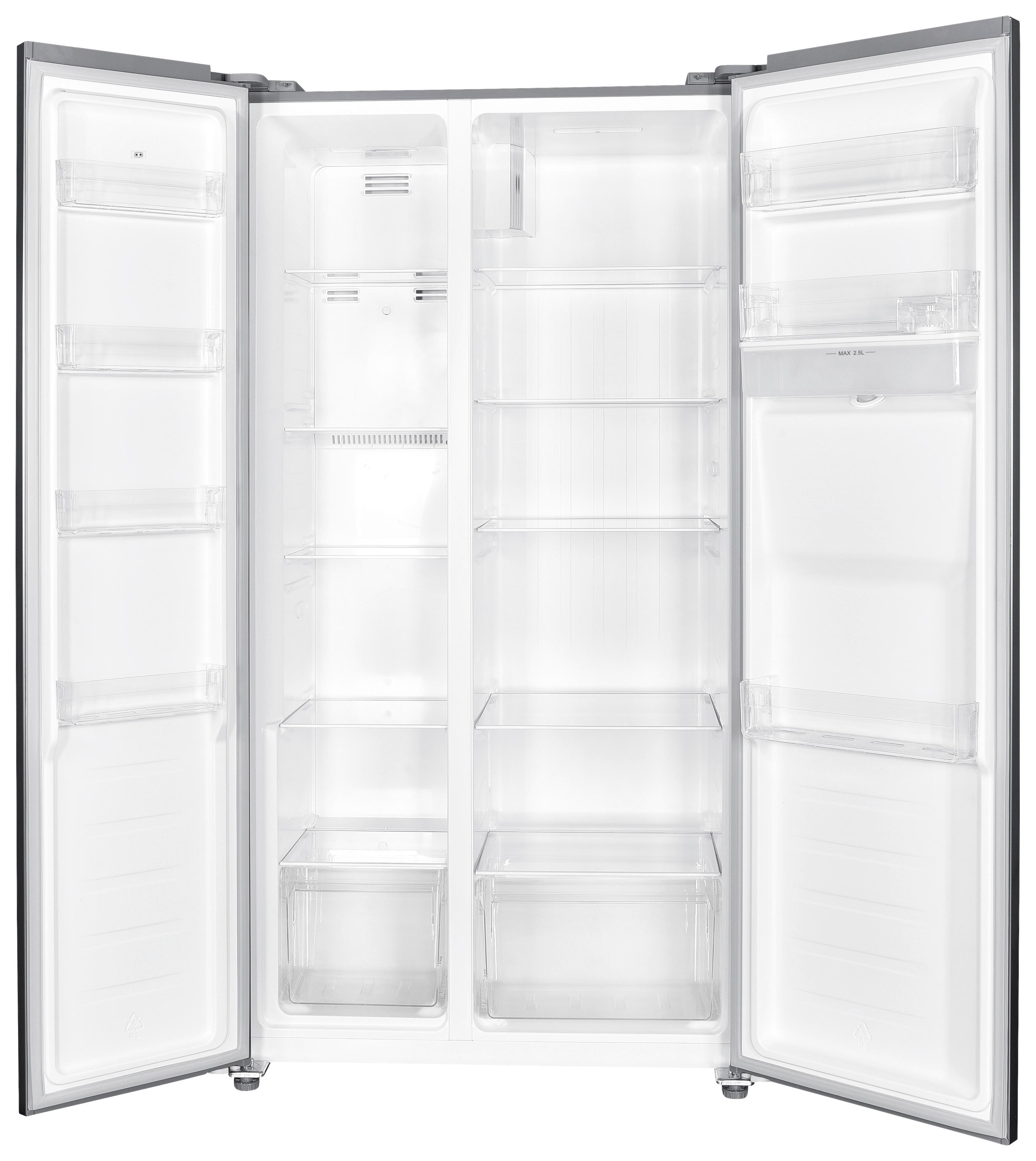 Side-By-Side Sbs1500 Silberfarben mit Wasserspender - Silberfarben, Basics, Glas/Kunststoff (90/177/59cm) - Nabo