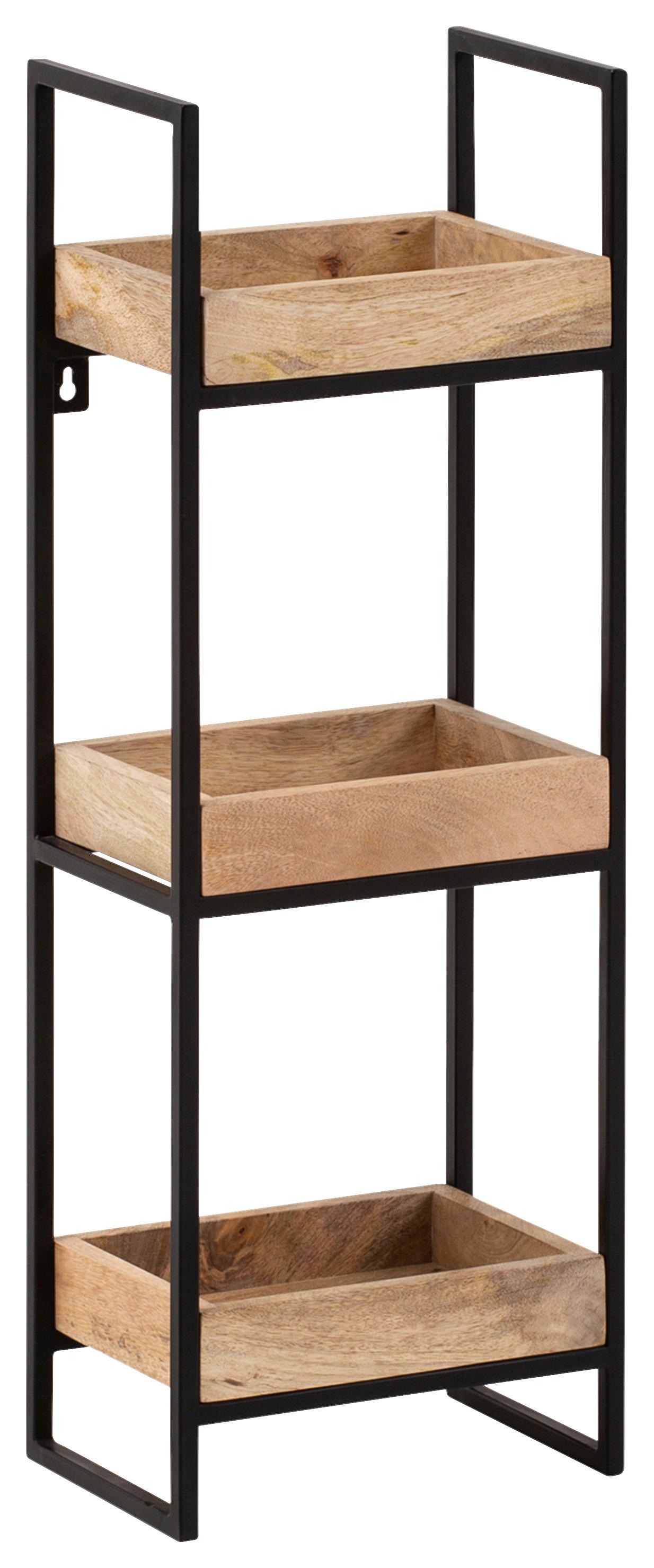 Wandregal Wl6.763 - Schwarz/Braun, LIFESTYLE, Holz/Metall (27/77/18cm) - MID.YOU