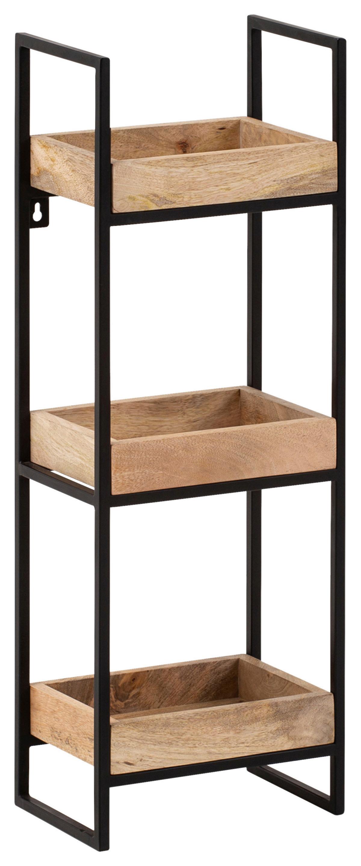 Wandregal Wl6.763 - Schwarz/Braun, LIFESTYLE, Holz/Metall (27/77/18cm) - MID.YOU