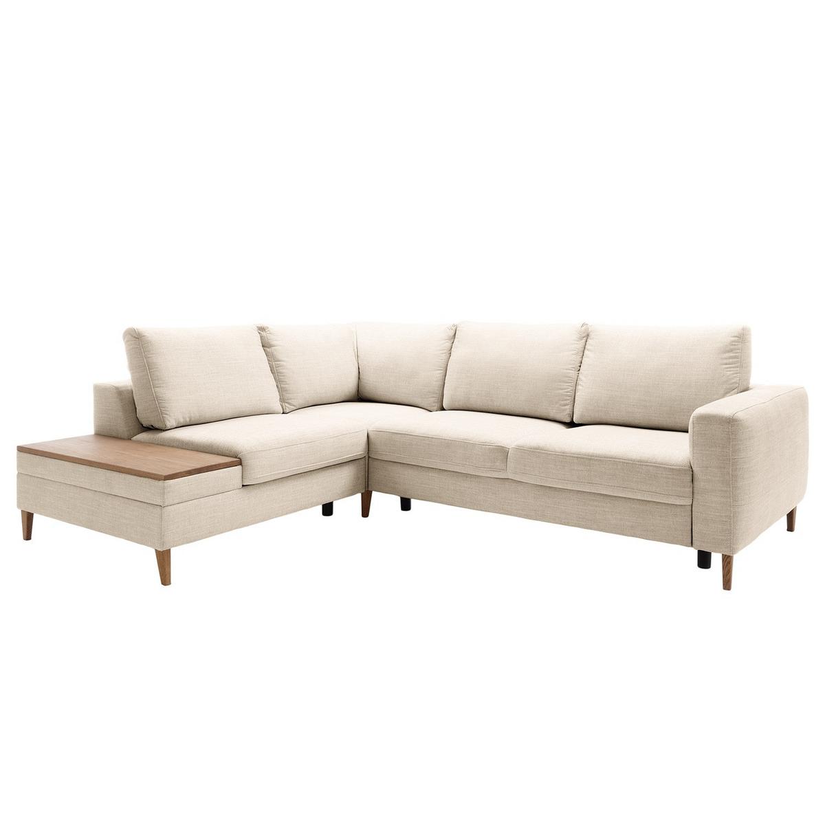 Ecksofa Alika Silberfarbens: 204x260 cm - Eschefarben/Silberfarben, MODERN, Textil (204/260cm) - Trendmanufaktur