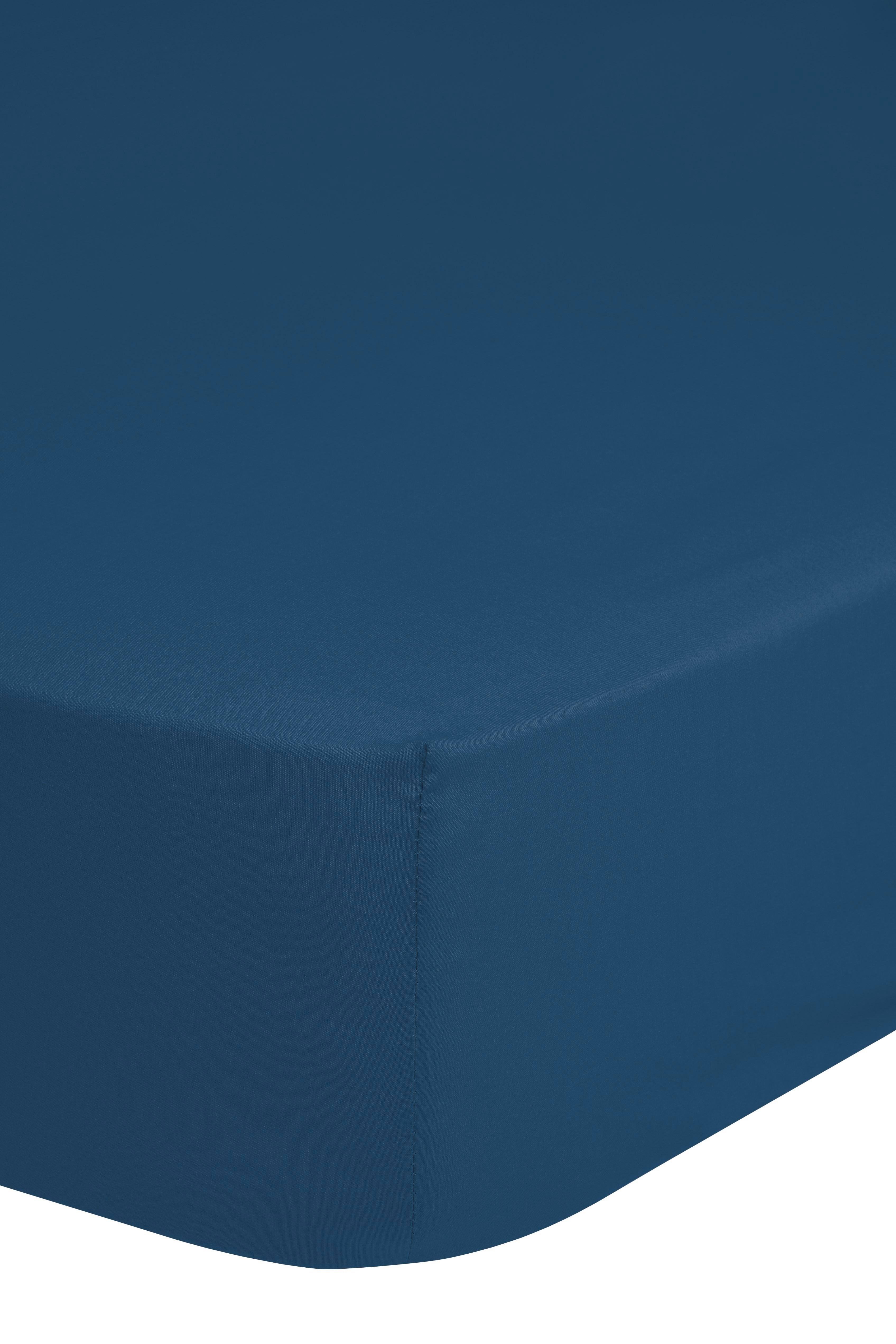 Spannleintuch Jersey Dunkel- Blau 200x220 Cm Baumwolle - Dunkelblau, Basics, Textil (200/220cm) - MID.YOU