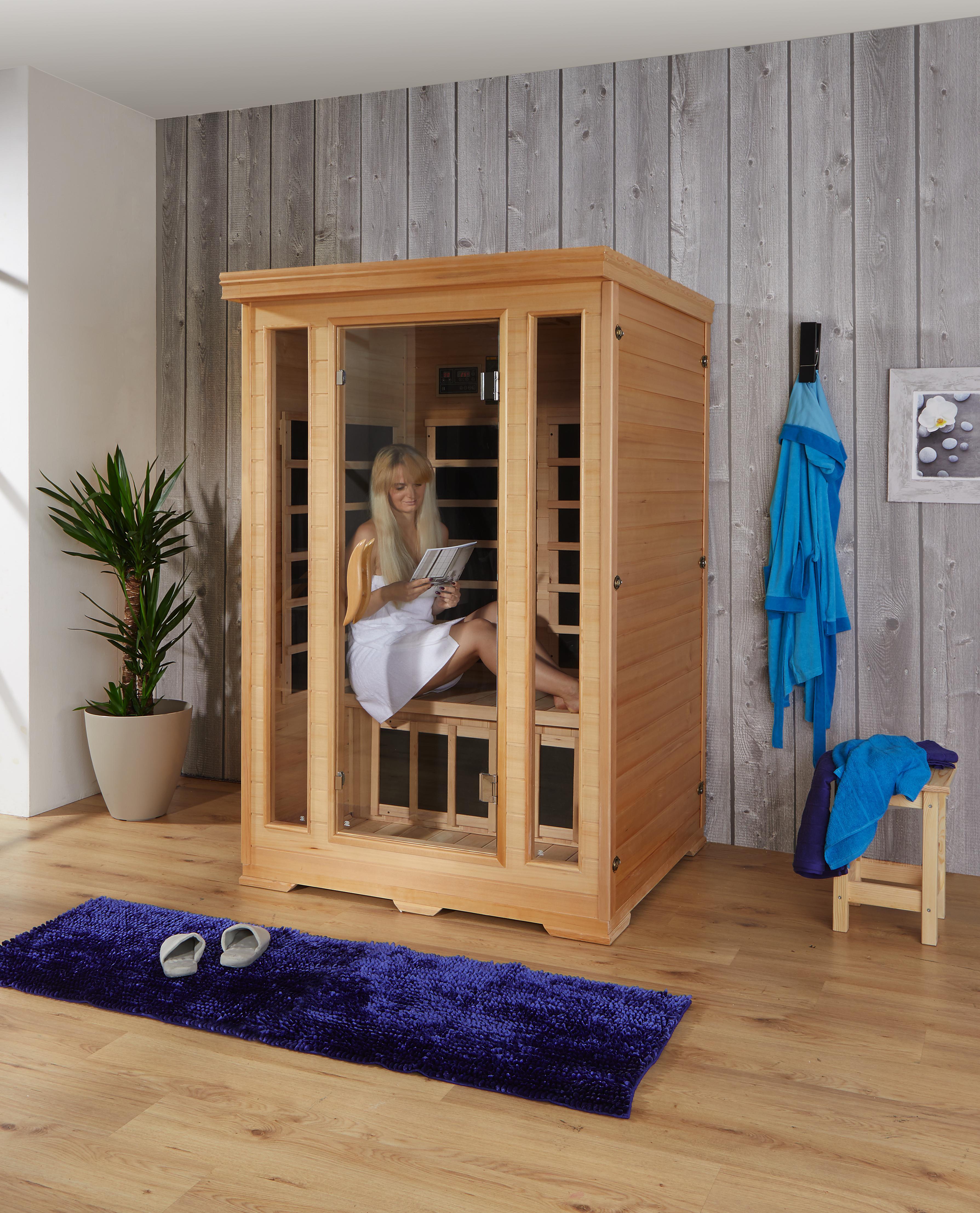 Infrarot Wärmekabine Nordic Star B/H/T: 124/190/116cm - Naturfarben, KONVENTIONELL, Glas/Holz (124/190/116cm)