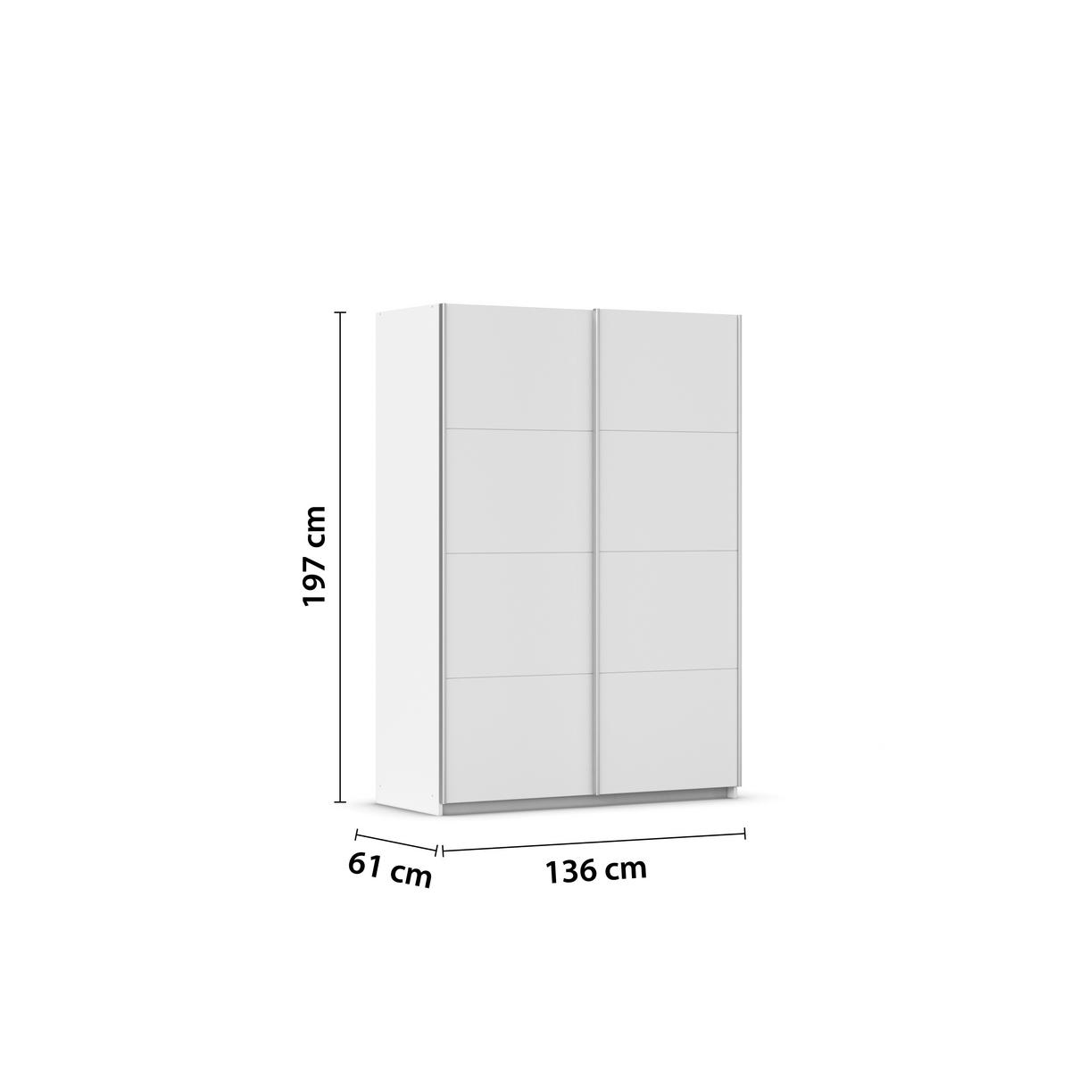 Schwebetürenschrank Subito - Weiß, MODERN, Holzwerkstoff (136/197/61cm) - Rauch Möbel