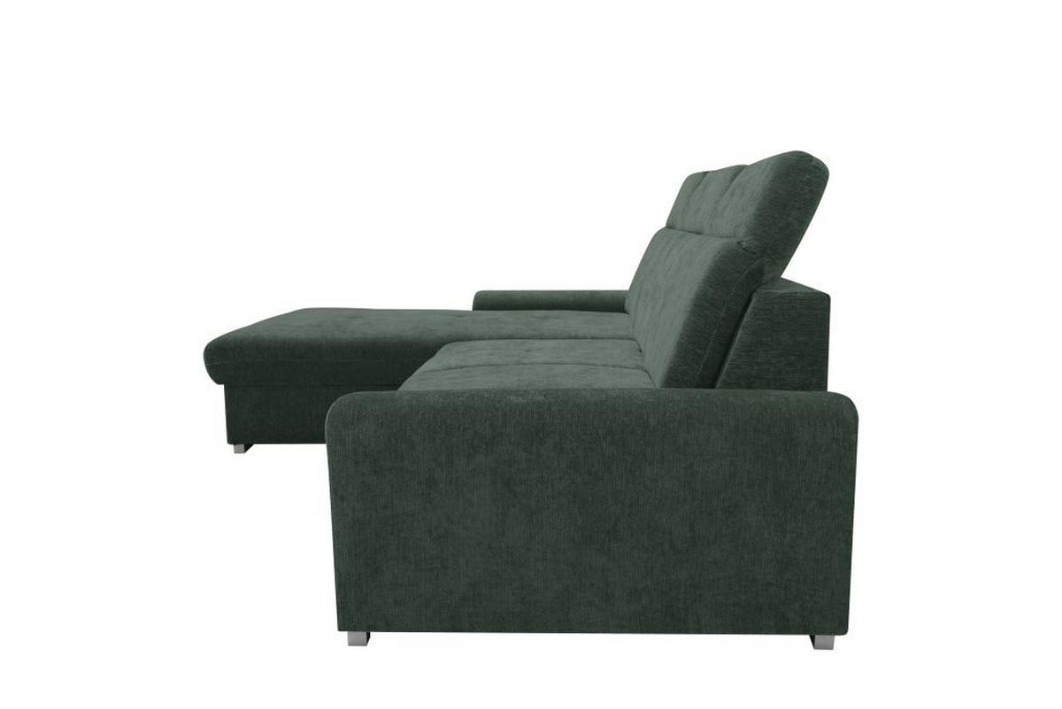 Rohová sedačka MALAGA, ľavá, lesná zelená ženilka - lesná zelená/chrómová, Konventionell, kov/drevo (203/286cm) - Ondega