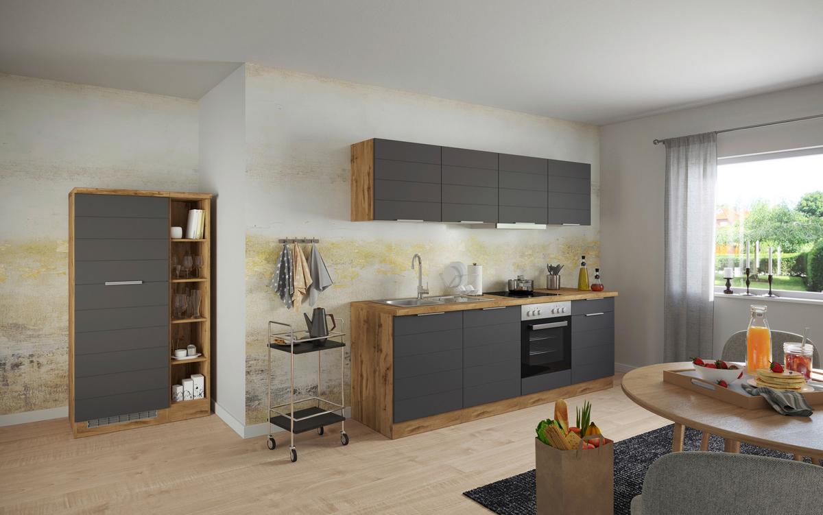 Spülenschrank Mit Spüle B: 120 Cm Grau/eiche Dekor 2 Türen - Eiche Wotan/Grau, Design, Holzwerkstoff (120/86/60cm) - Held