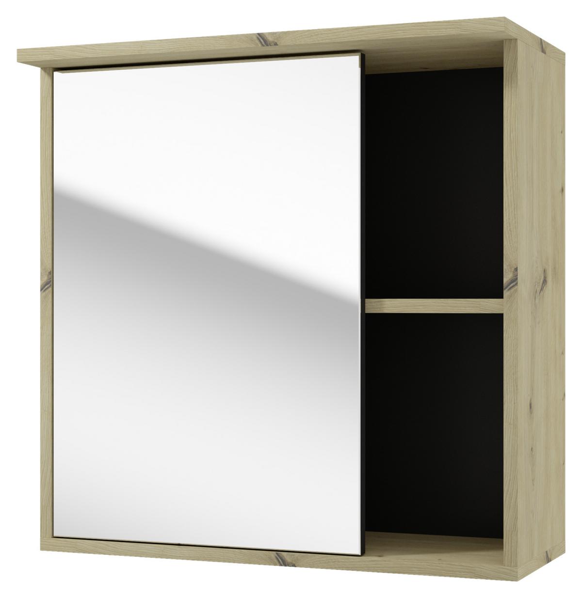 Spiegelschrank Amora Eiche Artisan Dekor 1-Türig - Eichefarben, Basics, Glas/Holzwerkstoff (60/61/28cm) - MID.YOU
