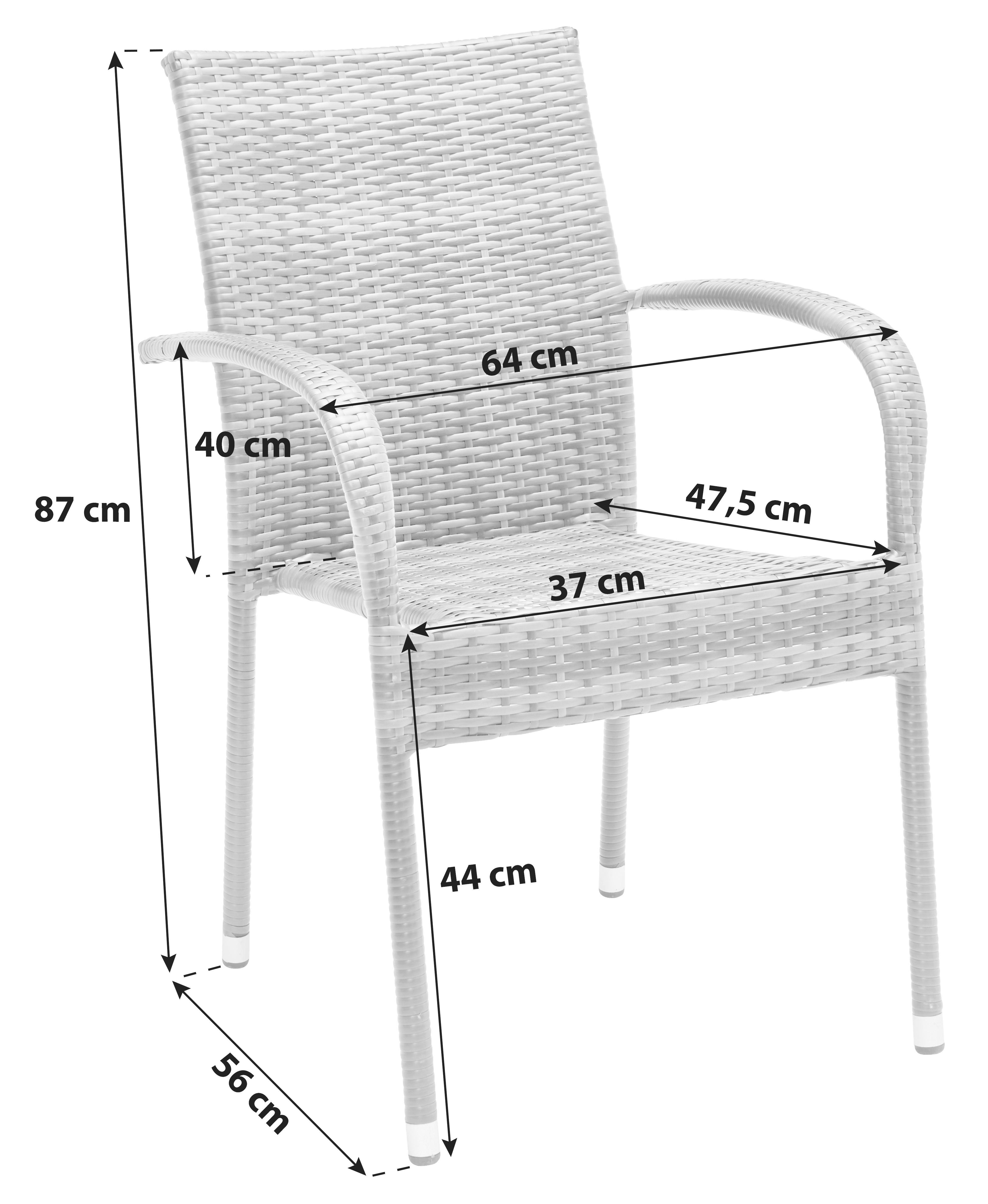 Gartenstuhl stapelbar Emilia, Polyrattan - Dunkelbraun, MODERN, Kunststoff/Metall (64/87/56cm) - Ondega