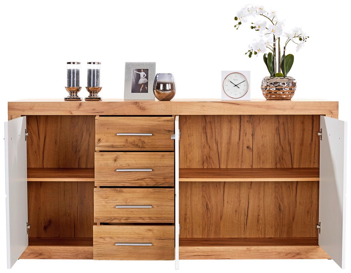 Kommode B 178,6cm Malta, Kraft Eiche Dekor/Weiß - Eichefarben/Weiß, MODERN, Holzwerkstoff (178,6/86/39,9cm)