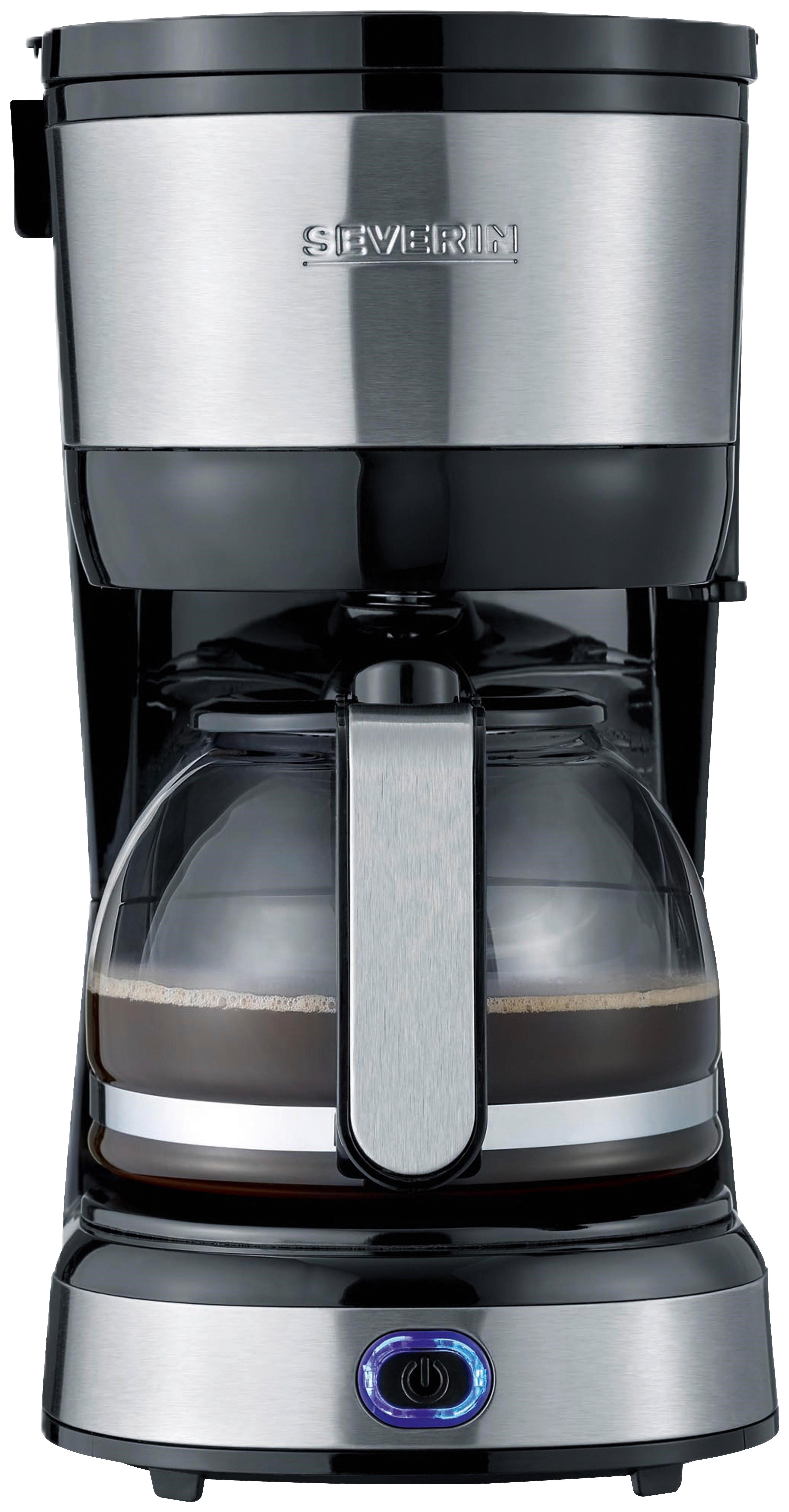 Filterkaffeemaschine Glaskanne 4 Tassen - Edelstahlfarben/Schwarz, Basics, Glas/Kunststoff (14/27/19,5cm) - Severin