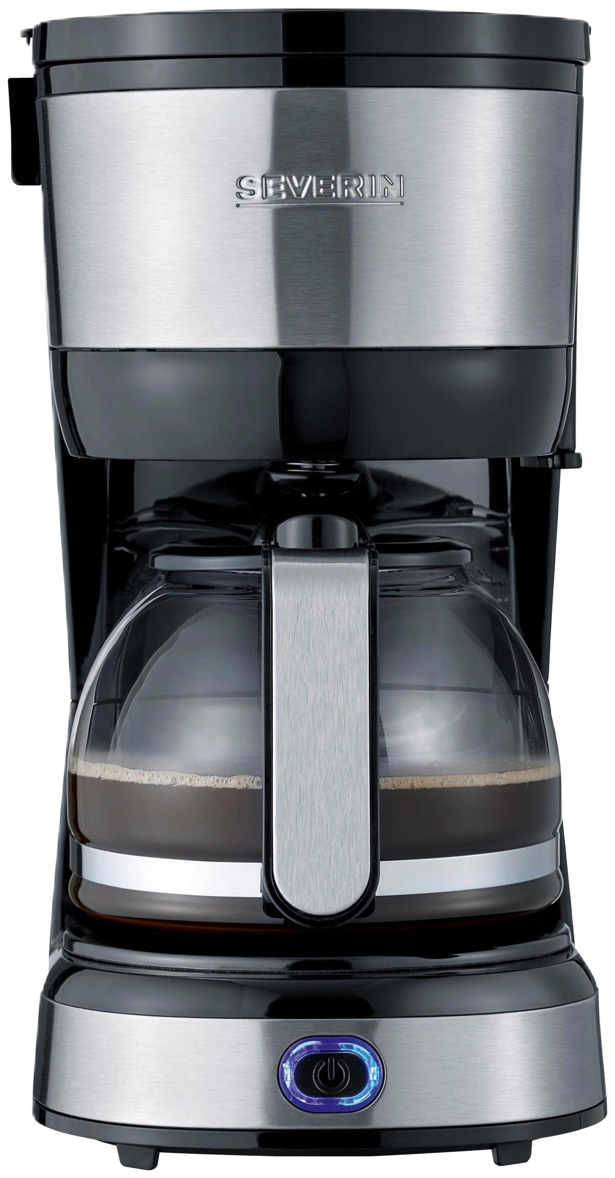 Filterkaffeemaschine Glaskanne 4 Tassen - Edelstahlfarben/Schwarz, Basics, Glas/Kunststoff (14/27/19,5cm) - Severin