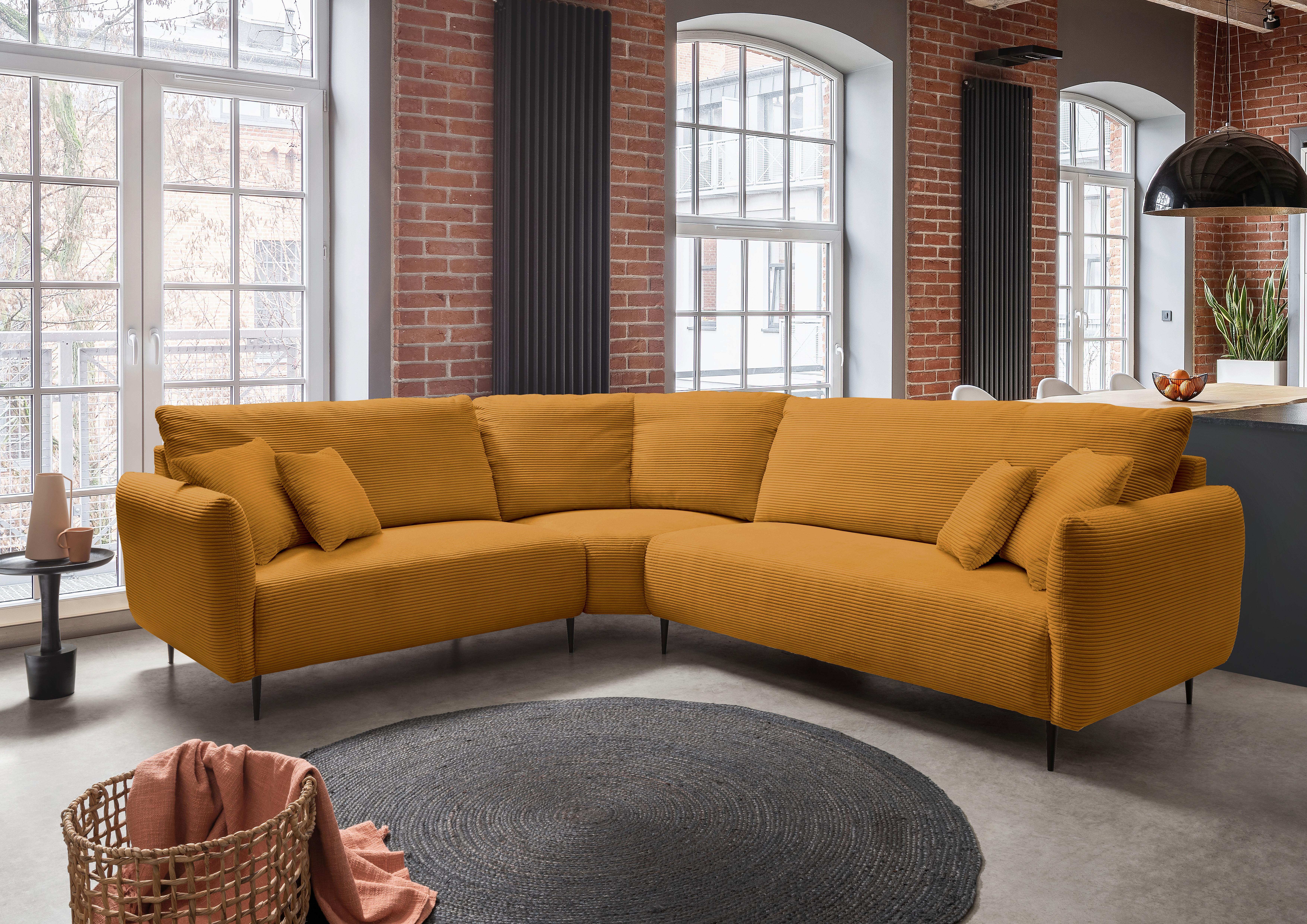Ecksofa Vanilla Goldenfarben S: 256x294 cm - Goldfarben/Schwarz, Design, Textil (256/294cm) - Livetastic