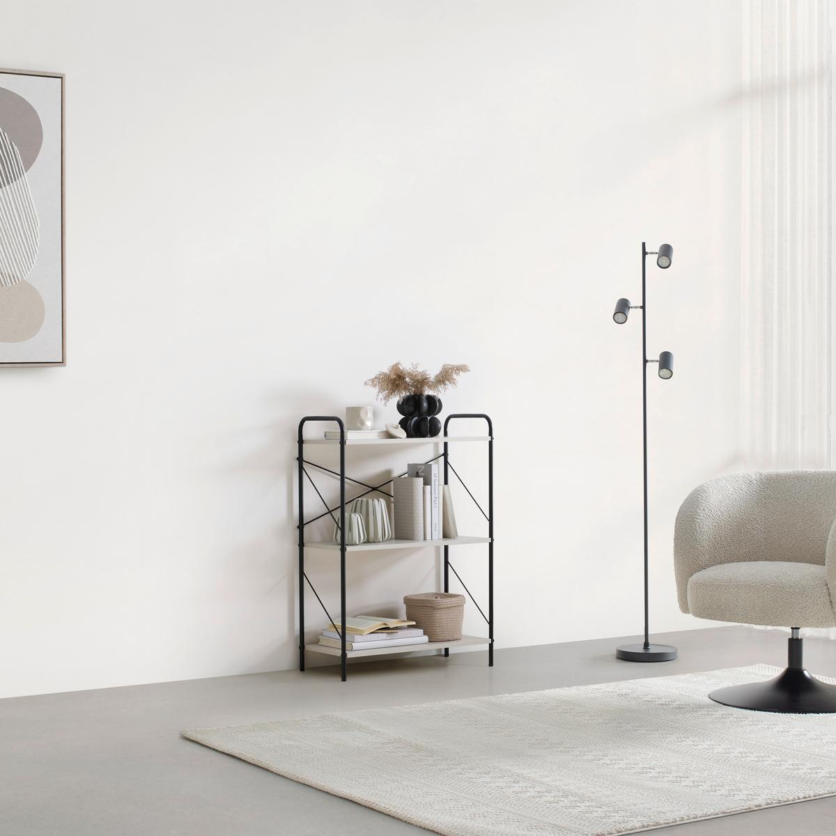 REGÁL TOM -EXKLUSIV- - čierna/kašmírová, Modern, kov/kompozitné drevo (63.2/89/30cm) - Mömax