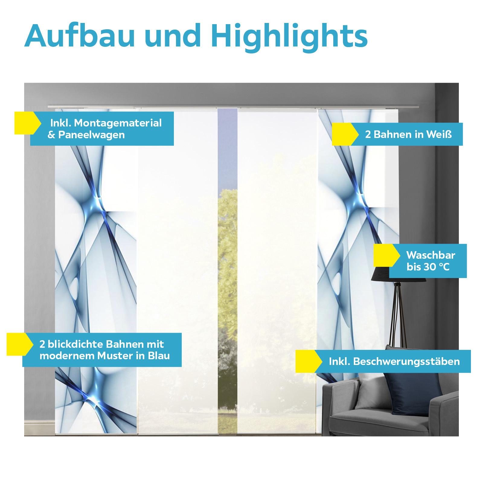 Vorhang Mit Paneelwagen Franklin B: 240cm, Blau - Blau, Basics, Textil (60/245cm)