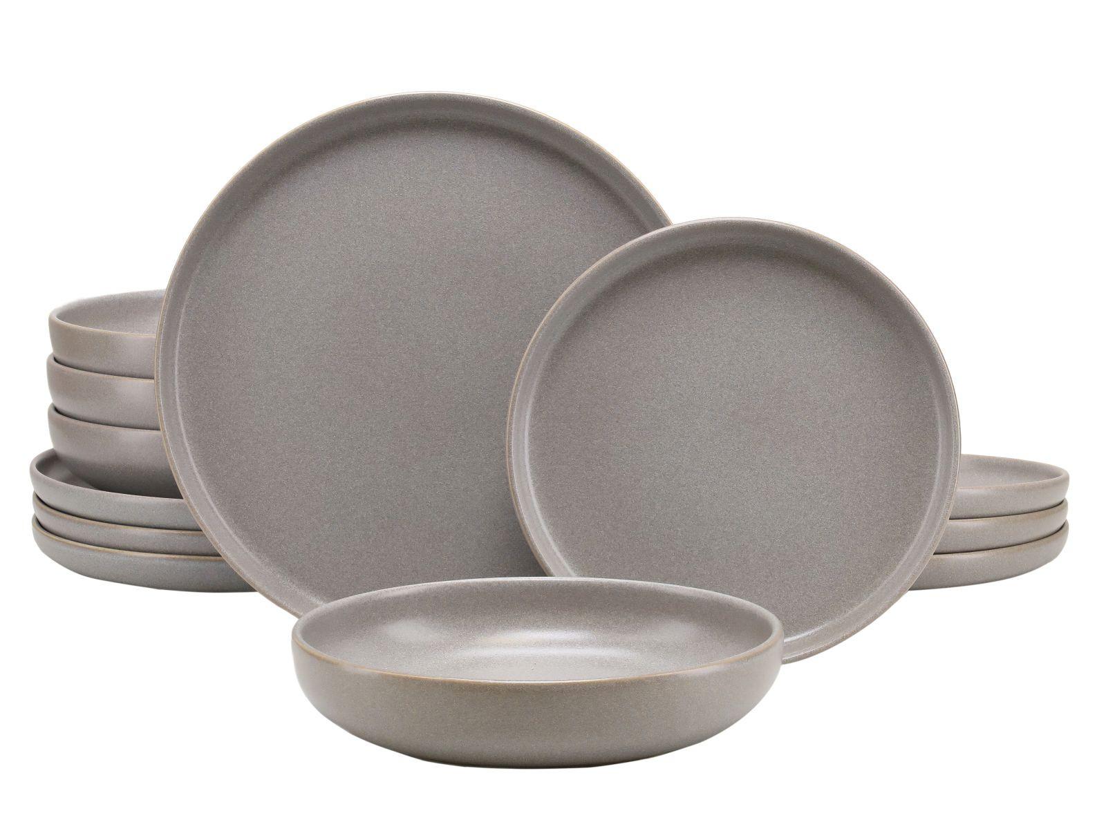 Jedálenský servis UNO GRAU - sivá, Konventionell, keramika - Creatable